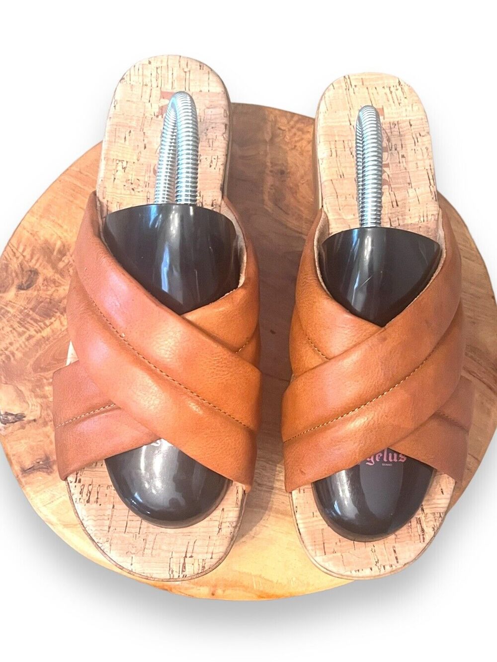 Korks Sandals Slide Platform Faithe Crisscross Strap Tan Women’s Size 10 Slip-On